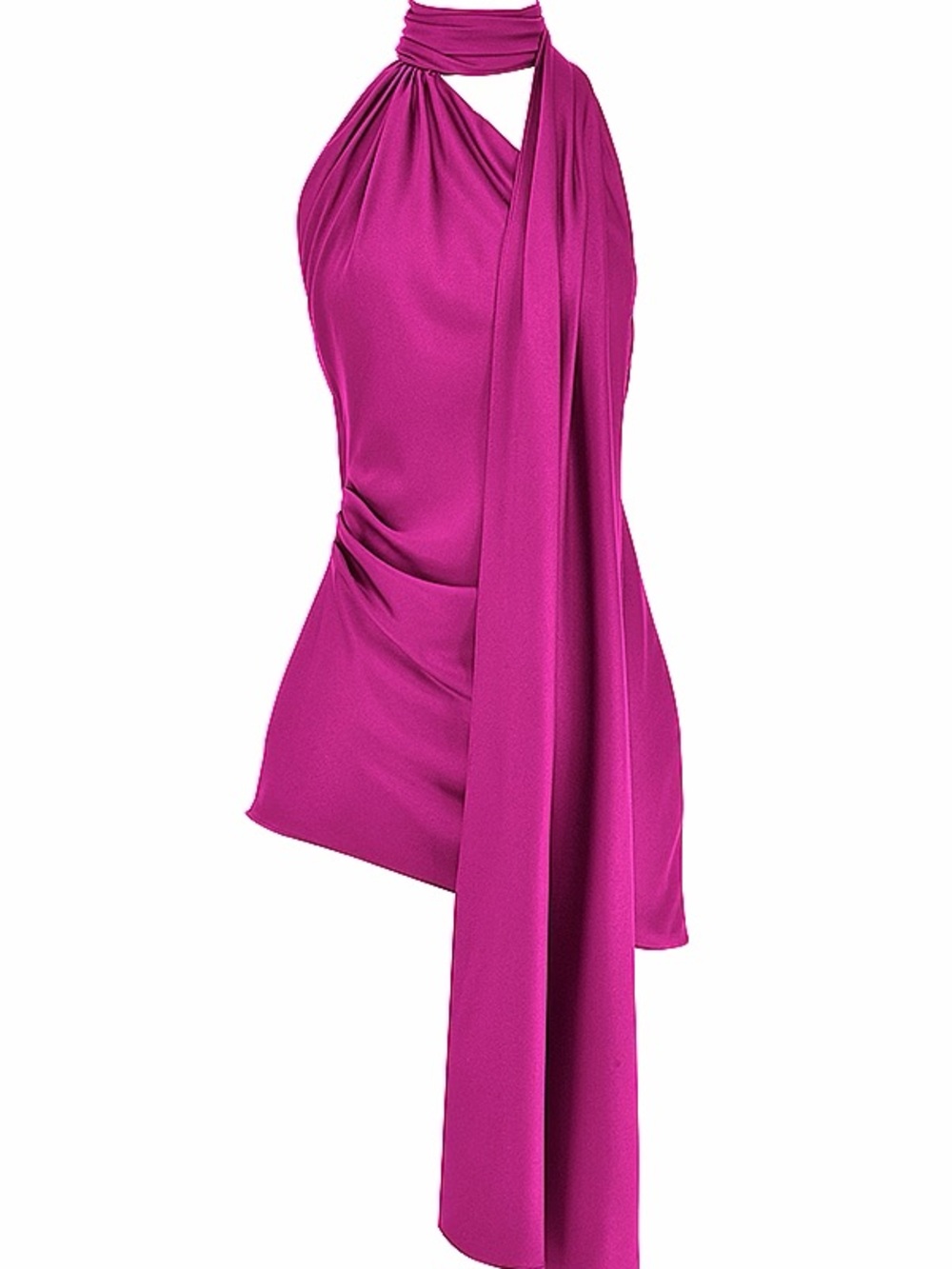 ✨SALE House of CB Aida Asymmetric Wrap Neck Halter Scarf Drape Pink Mini Dress - Picture 9 of 10